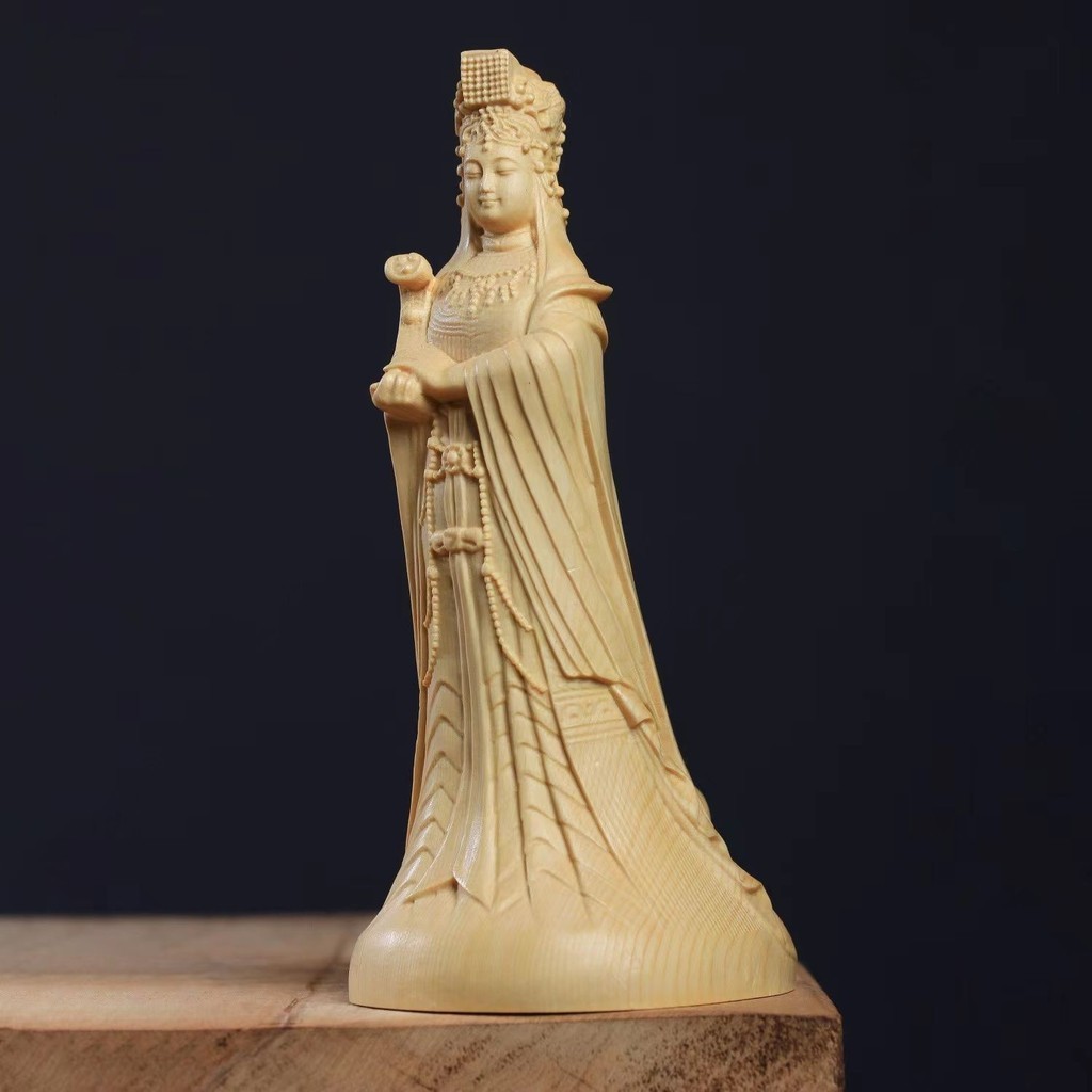 黃楊木精雕媽祖像供奉天上聖母佛像天后娘娘神像湄洲媽祖商務擺件