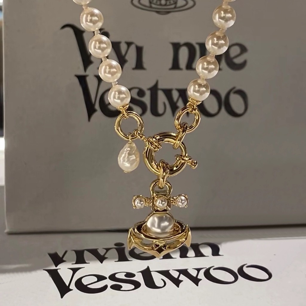 Vivienne Westwood 時尚小船錨珍珠項鍊系列ins鎖骨鏈熱款氣質百搭項鍊