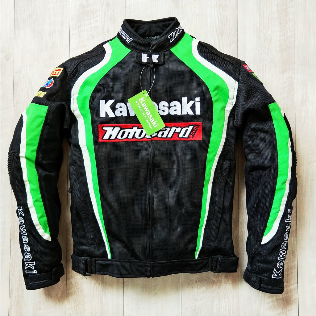 KAWASAKI 川崎新款摩托車騎行服騎士夾克賽車服速降防摔透氣網布大衣