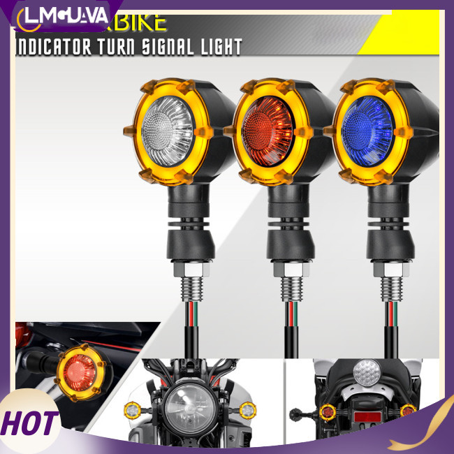 Lmg 2pcs 摩托車 Led 轉向燈 12v 復古雙色信號指示燈改裝件適用於電動自行車