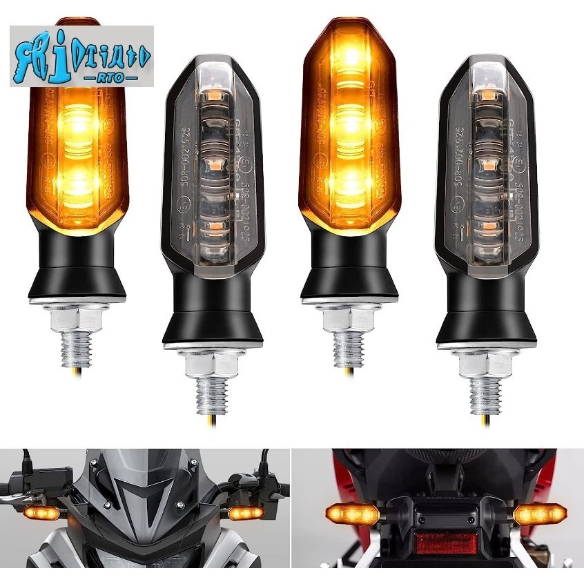 Rto 8mm 迷你摩托車 LED 轉向信號燈 12V 摩托指示燈琥珀色閃光燈方向燈轉向信號燈配件