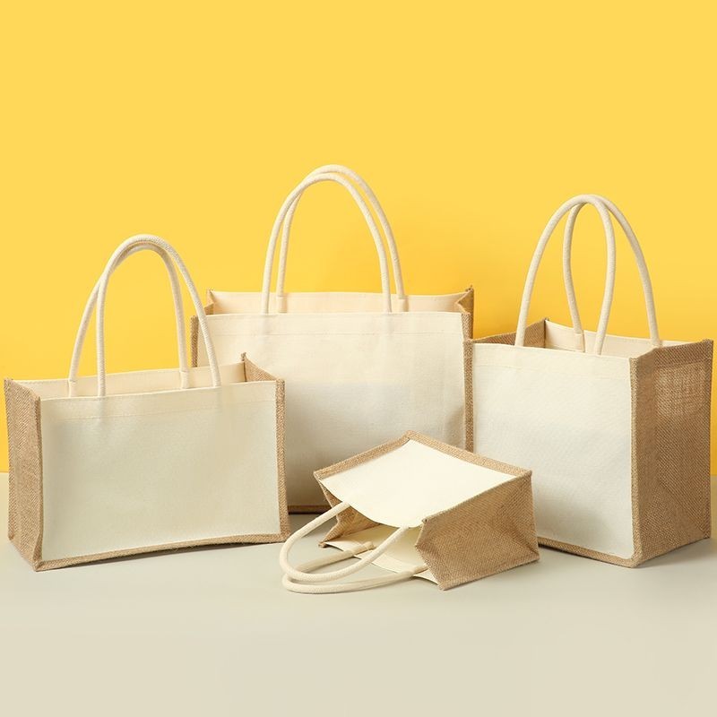【台灣熱銷】麻布袋黃麻袋 時尚購物袋可定制 LOGO便當袋手提袋
