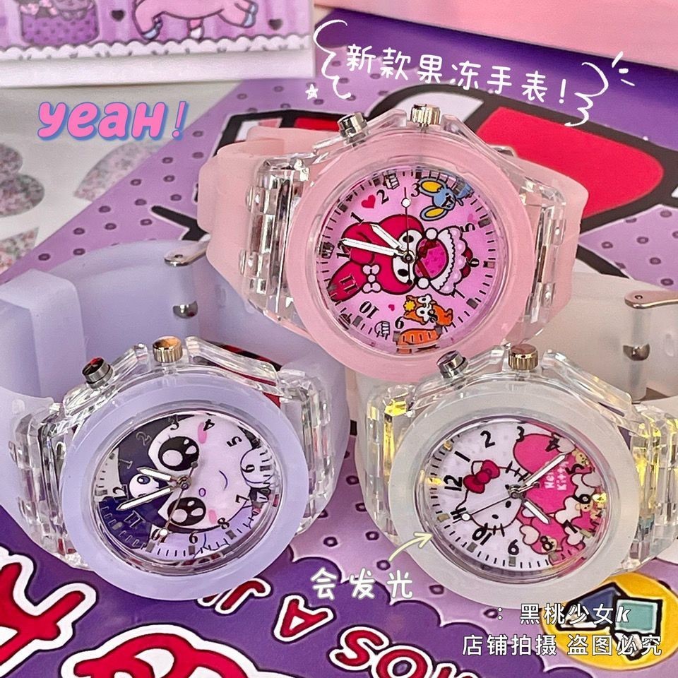 獨家夜光三麗鷗卡通少女心Kitty新款限定美樂蒂手錶手錶果凍4.052022