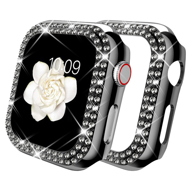適用iwatch6/7保護殼蘋果7手錶保護套蘋果手錶殼雙排鑽亞馬遜現貨