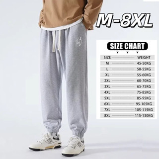 🔥48H出貨 M-8XL 大尺碼休閒褲男 鬆緊腰運動褲 寬鬆顯瘦束口褲 素色長褲 大尺碼男褲 男生褲子 縮口褲