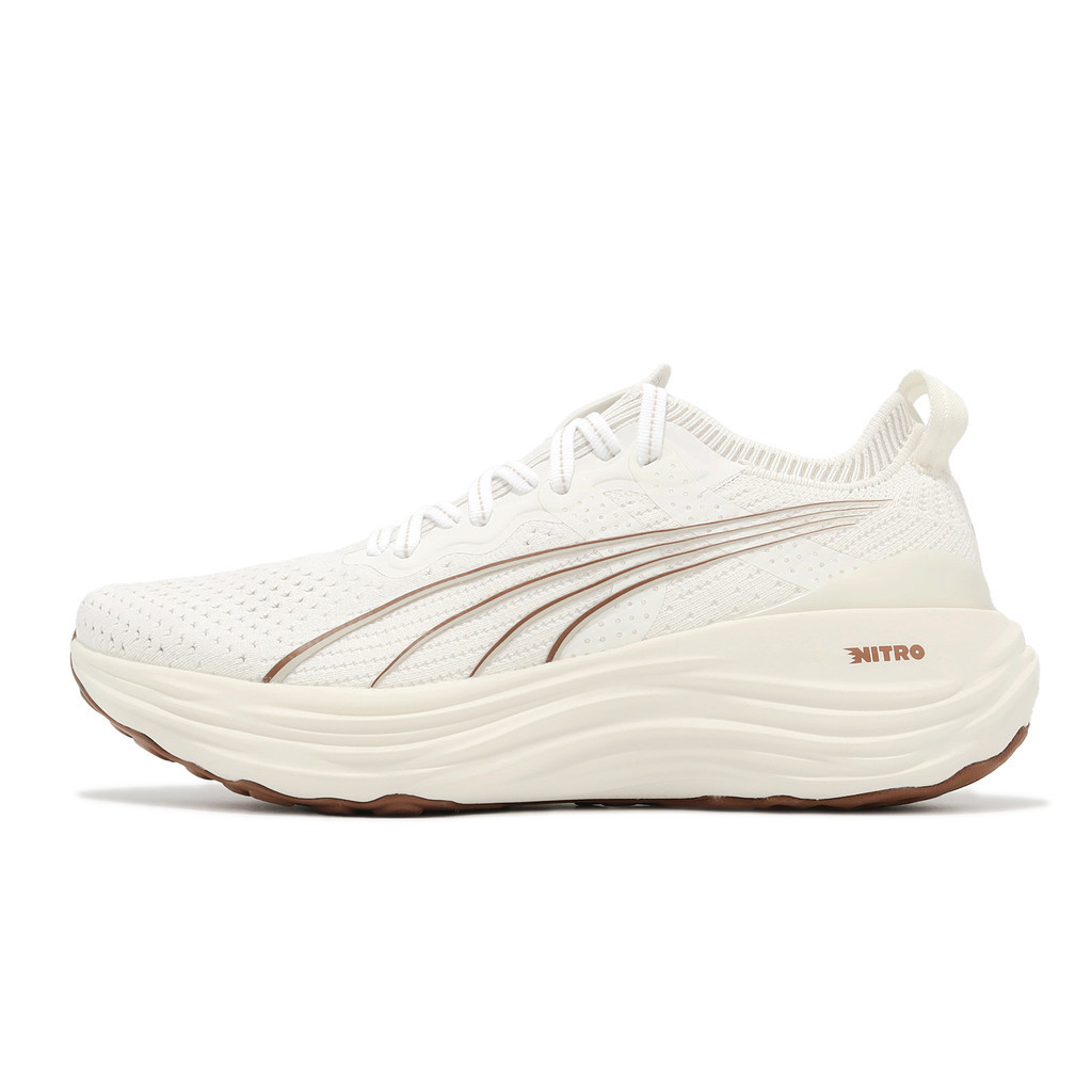 Puma 慢跑鞋 ForeverRun Nitro Knit Wns 白 咖啡 襪套 女鞋 【ACS】 37914008