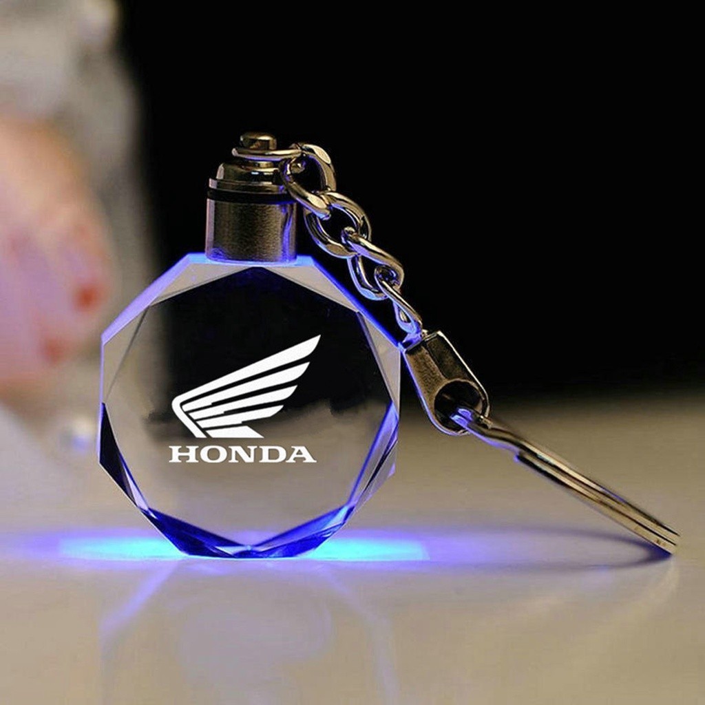 山葉 摩托車鑰匙扣 LED 燈 K9 水晶色多邊形透明發光鑰匙圈汽車配件 YAMAHA HONDA KAWASAKI 父