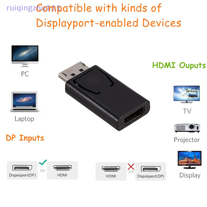 [ruiqingzhu] Displayport 轉 HDMI 兼容適配器 DP 公對母 HDMI 兼容視頻音頻線高清