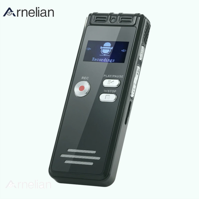 Arnelian 數字錄音機小型語音激活錄音設備 MP3 播放器帶 20 小時電池時間錄音機
