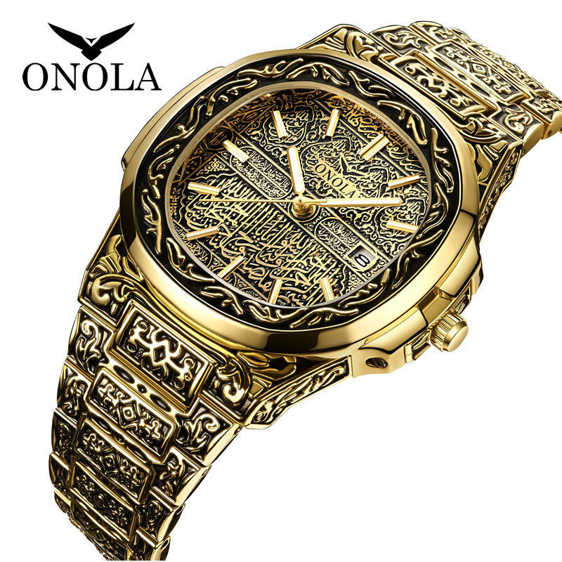 ONOLA新款男士手錶  爆款時尚防水鋼帶男士石英手錶 ON3808