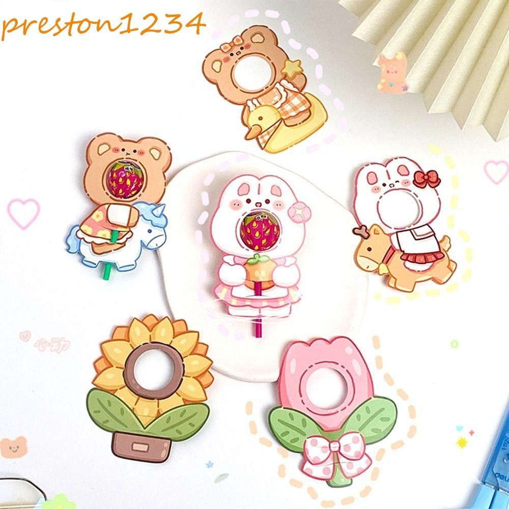 PRESTON10Pcs棒棒糖裝飾紙卡,DIY包裝INS棒棒糖套餐卡,韓語兔子熊圖案糖果架