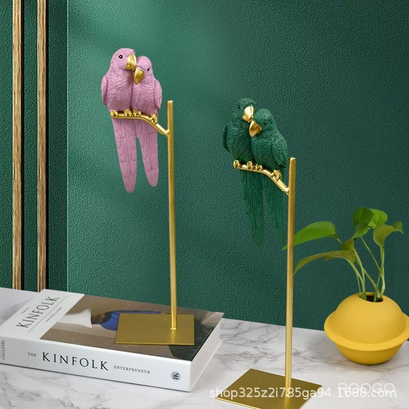 現代簡約情侶鸚鵡傢居玄關客廳裝飾品電視櫃酒櫃創意擺件工藝品