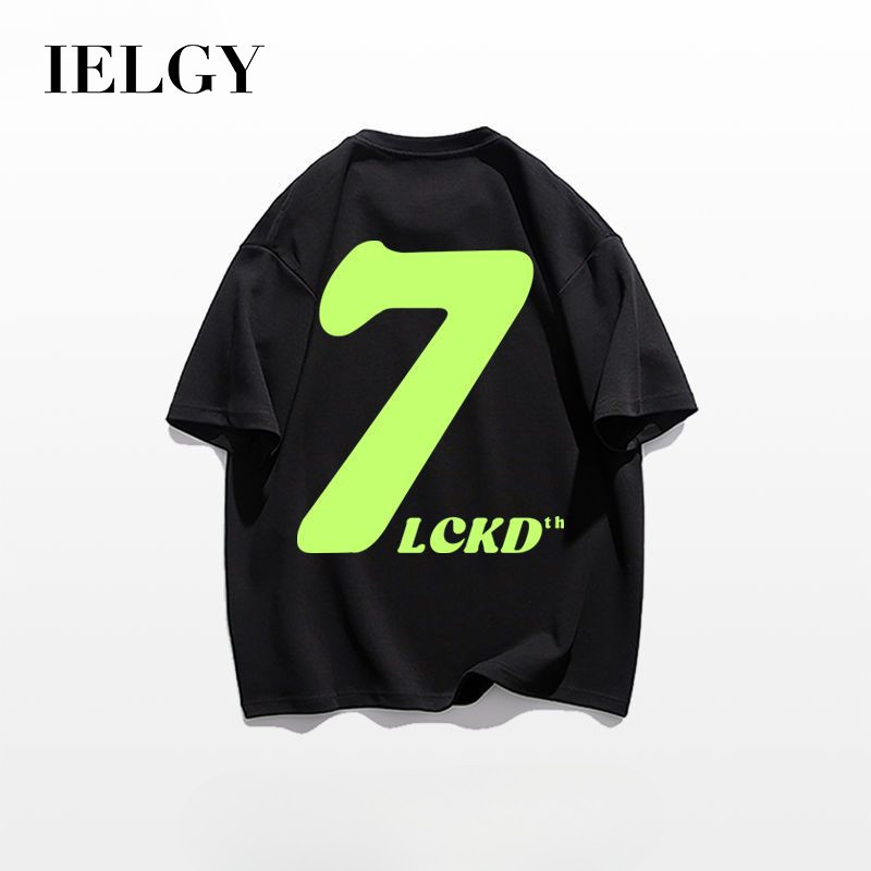 Ielgy 男士純棉嘻哈 T 恤夏季新款 Design Sense 數碼印花上衣