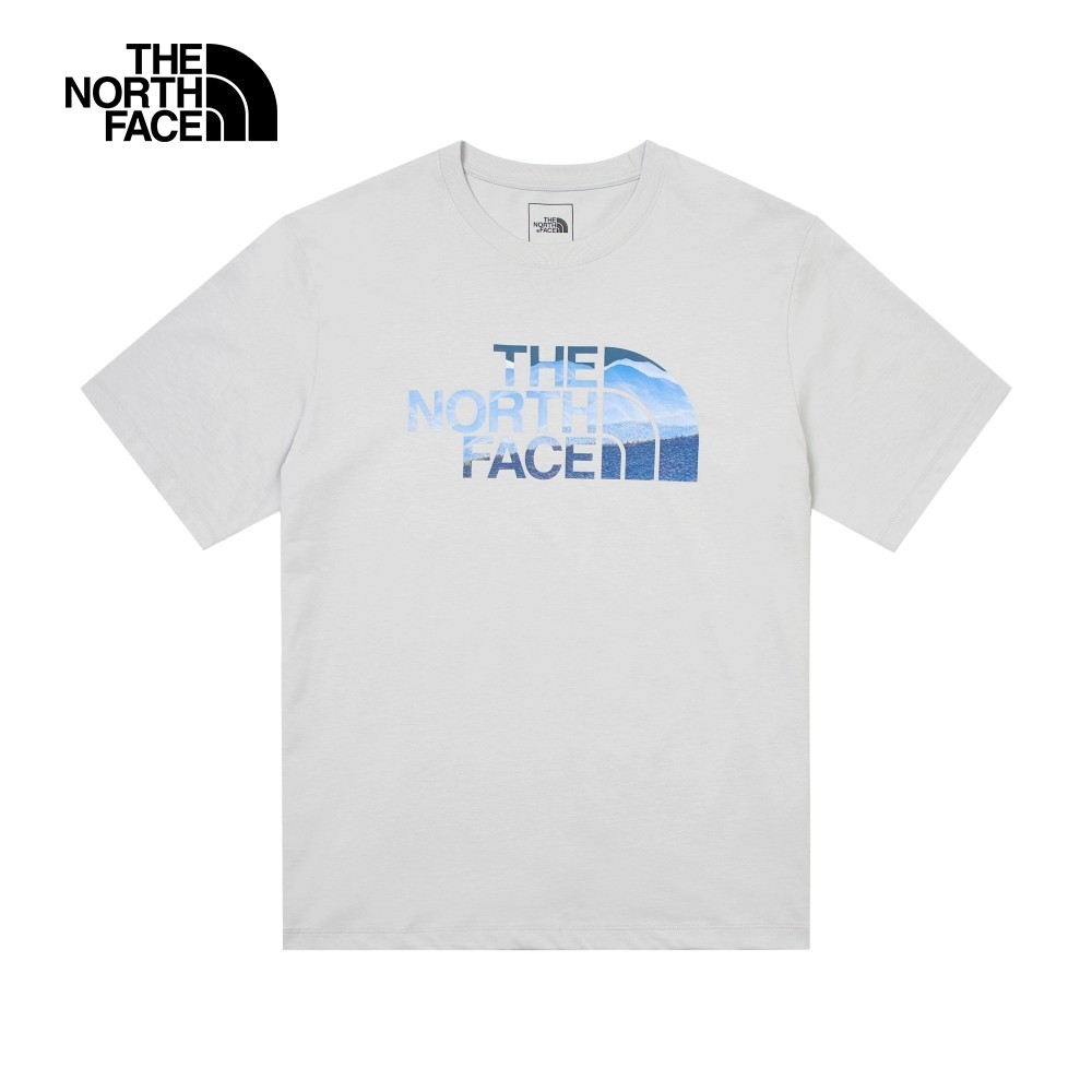 The North Face北面男款灰色純棉品牌風景LOGO寬鬆短袖T恤｜88GMA0M
