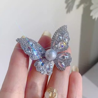 2024新款珍珠蝴蝶胸針高端入門奢華設計高級感胸花優雅商務西裝別針配飾
