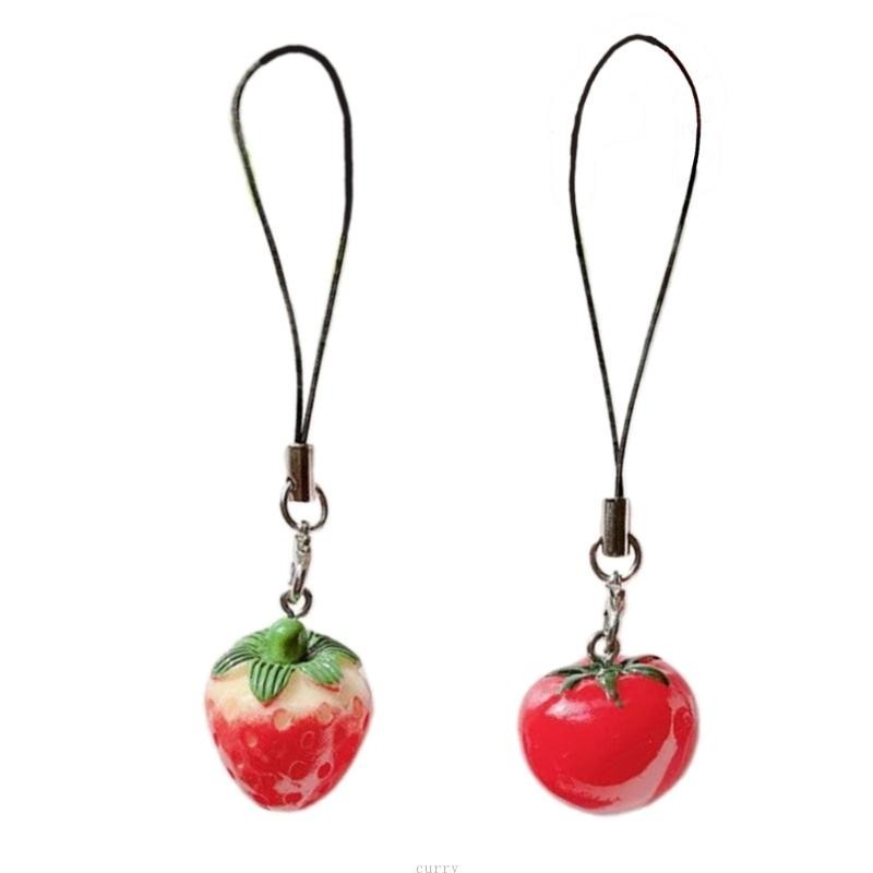 ✿ 草莓番茄鑰匙扣彩色手機帶吊墜裝飾掛繩