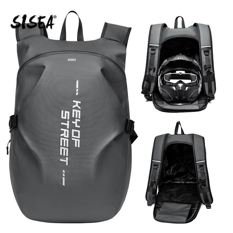 SISEA 男士機車頭盔後背包 大容量防水騎行旅行包 可容納全盔/籃球 反光 [工廠現貨]
