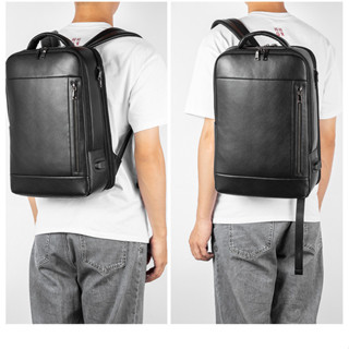 熱門簡約男士真皮後背包 商務時尚大容量電腦背包荔枝紋USB背包