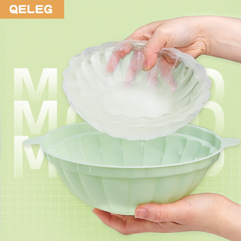 Qeleg冰碗模具創意夏日水果沙拉刺身托盤擺件家用冷凍龍蝦涼麵碗研磨機小冰碗1個(薄荷綠)