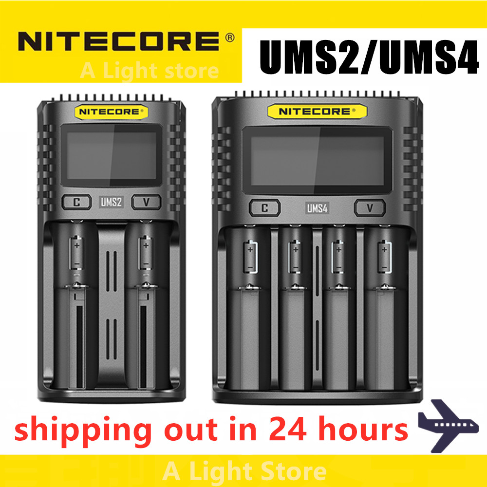 原裝 NITECORE UMS4 UMS2 4A 智能電池充電器 USB 充電器適用於 IMR/Li-ion/LiFeP