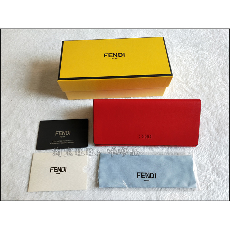 新款帶黃色外盒 紅色咖啡棕色芬迪太陽墨鏡眼鏡盒FENDI光學近視盒