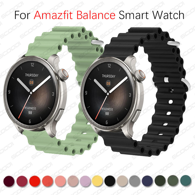 用於 Amazfit Balance 金屬扣環帶的海洋矽膠錶帶