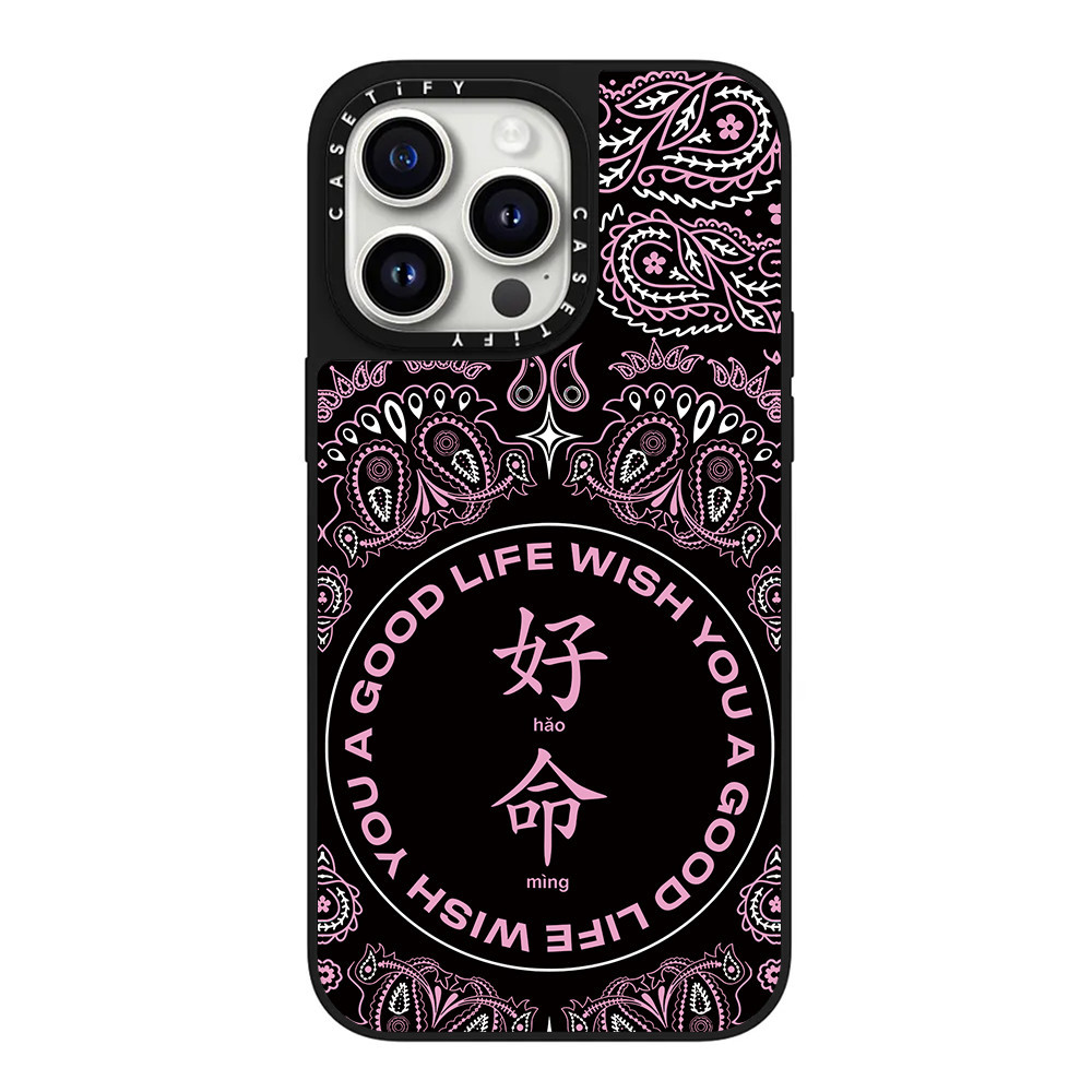 新款 CASETi 好命粉色創意 勵志個性黑鏡面適用蘋果14手機殼iphone15pro max防摔14pro保護套女卡