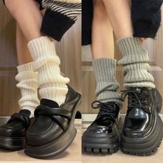 襪套女生 針織jk堆堆襪 簡約百搭素色小腿襪套 經典基本款黑白灰腿套
