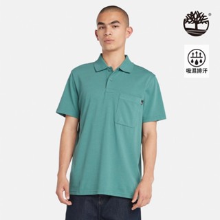 Timberland 男款藍綠色 TimberCHILL™ 涼爽科技抗UV 短袖Polo衫|A6427CL6