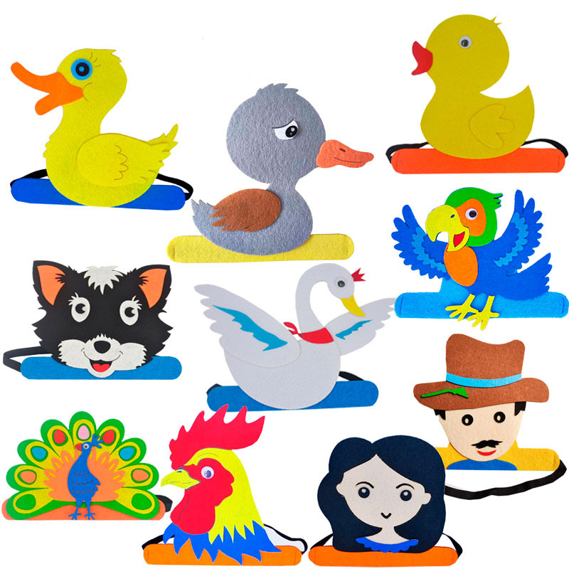 現貨【表演頭套】幼兒園 動物頭飾 兒童表演 表演道具 卡通角色 面具 小雞鴨子 醜小鴨 頭套