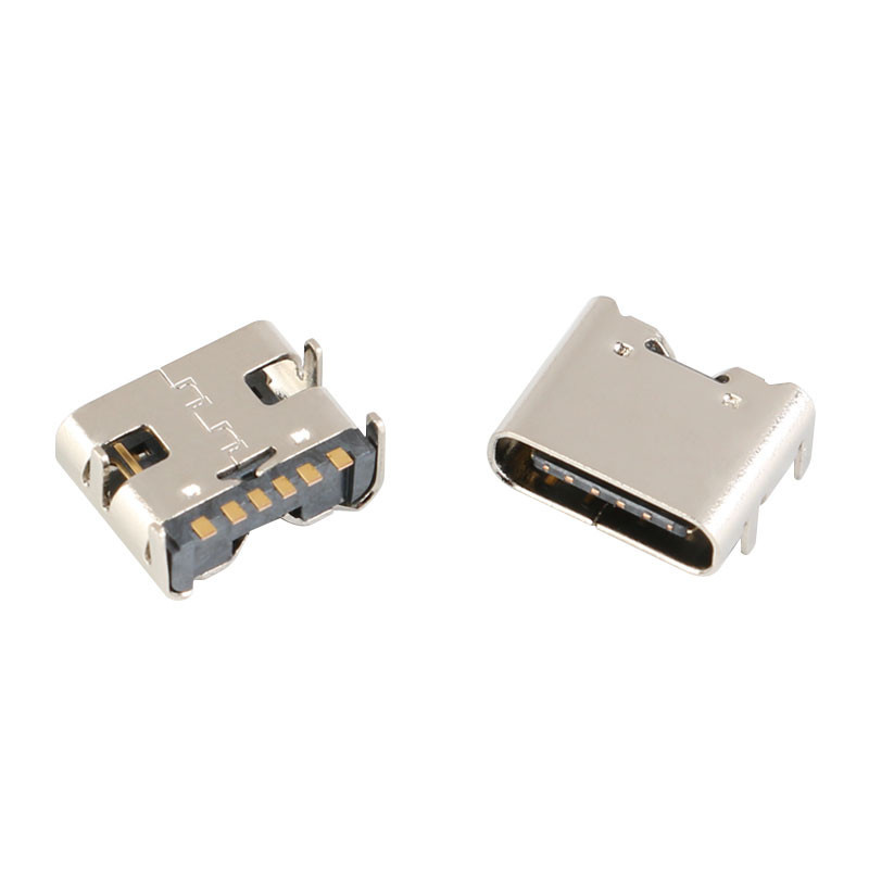 貼片USB-3.1插座 Type-C母座 6P簡易型 4固定插腳 大電流快衝專用