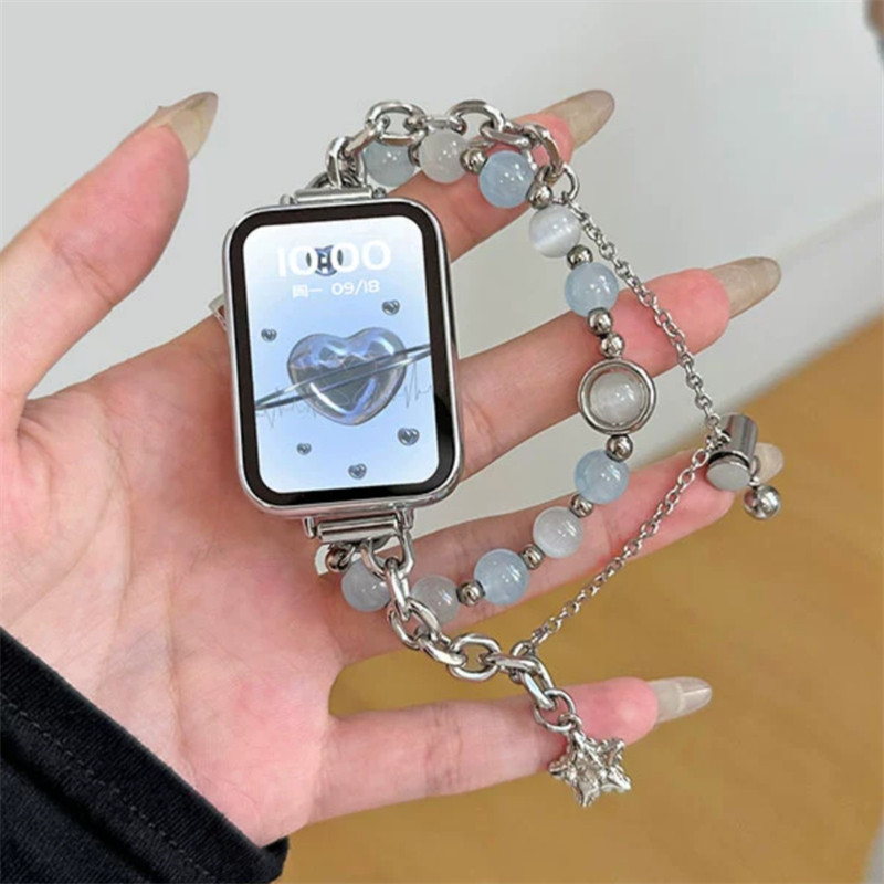 金屬珍珠手鏈錶帶 新品小米8pro錶帶 小米8pro珍珠錶帶 小米手環8Pro新款錶帶 運動創意男女款錶帶