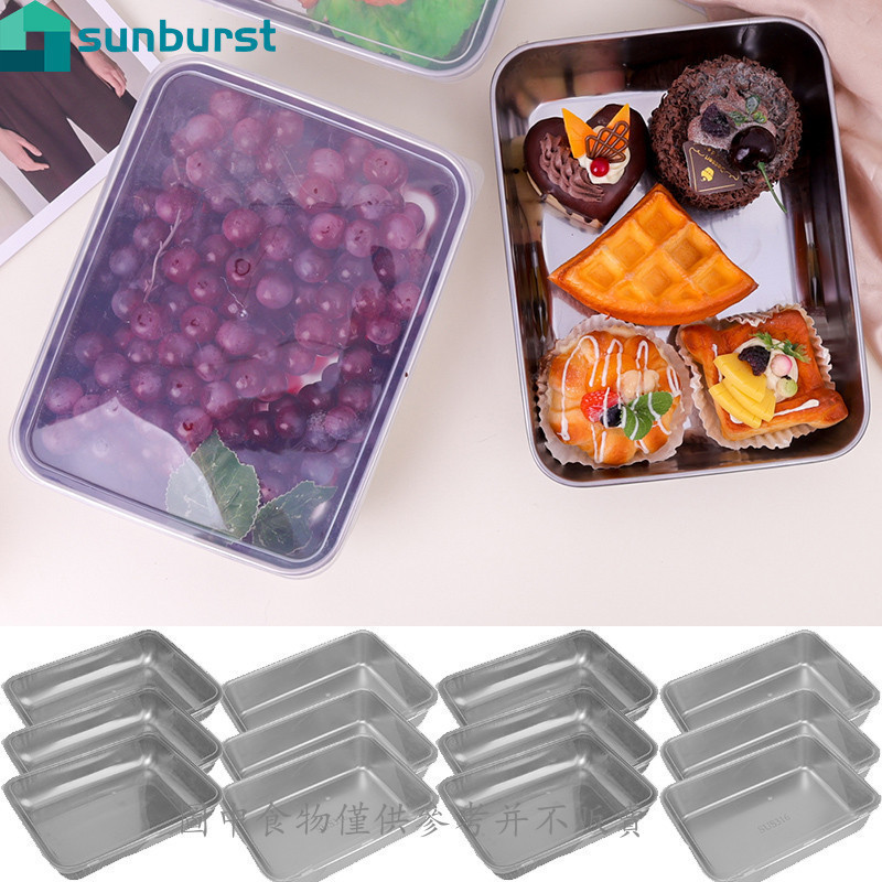 不銹鋼保鮮盒 - 帶塑料蓋 - 密封蔬菜食品盒 - 多功能極簡主義 - 用於冰箱保鮮燒烤 - 食品級 - 午餐便當盒