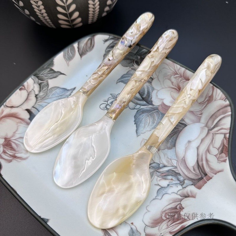 天然海貝殼特色勺子家用韓系魚子醬勺精緻湯匙勺子16cm湯勺