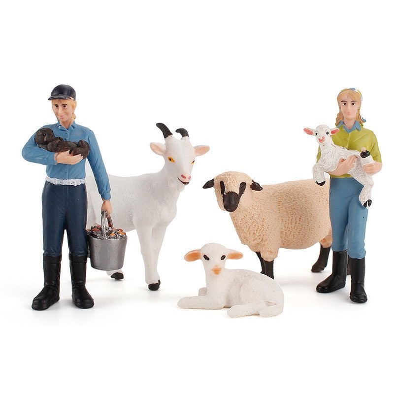 ♚樂樂屋♚創意農場場景仿真飼養農婦模型玩具pvc實心塑膠牧羊套裝沙盤擺件 兒童創意禮物