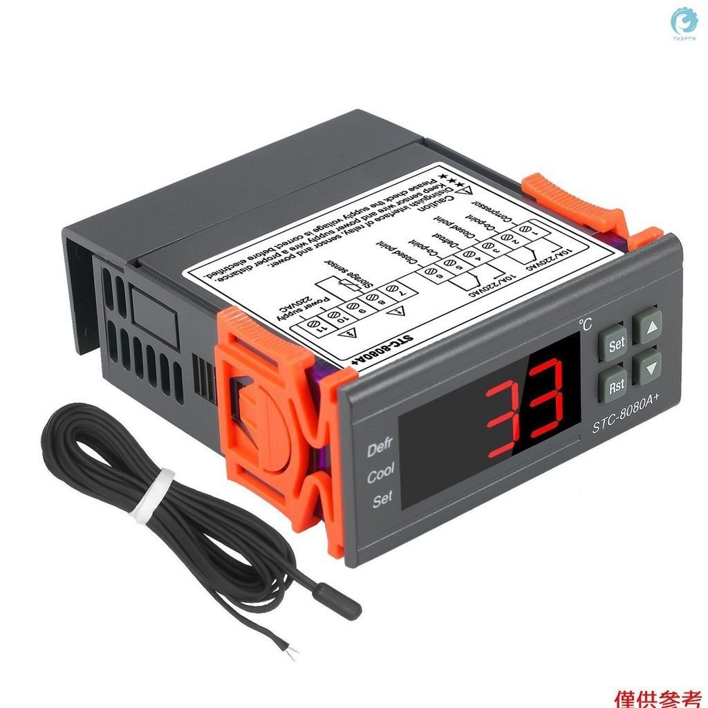 數字溫度控制器 STC-8080A+ 冰箱恆溫器,用於冰箱自動除霜,帶 NTC 探頭 220V