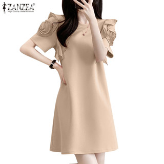 Zanzea 女士優雅韓國街頭時尚派對短袖連衣裙