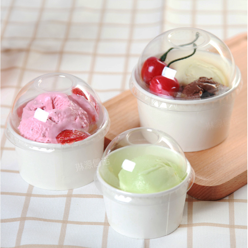 【現貨】【冰淇淋碗】3/5/8oz白色一次性 冰激凌紙杯 雙PE紙碗 試吃杯 雙皮奶優格杯 100個
