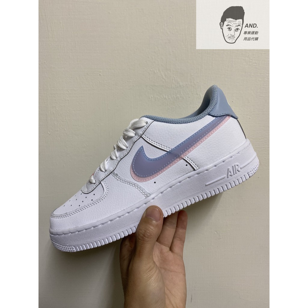 特價 NIKE AIR FORCE 1 GS 藍粉 果凍 雙勾 藍 粉 水藍 透明 CW1574-100