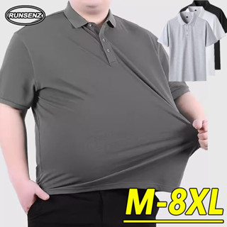 M-8XL 韓版基本款Polo衫男 素色五分袖上衣 大尺碼短袖t恤 寬鬆 休閒 簡約 男生夏季衣服 胖子加大尺碼