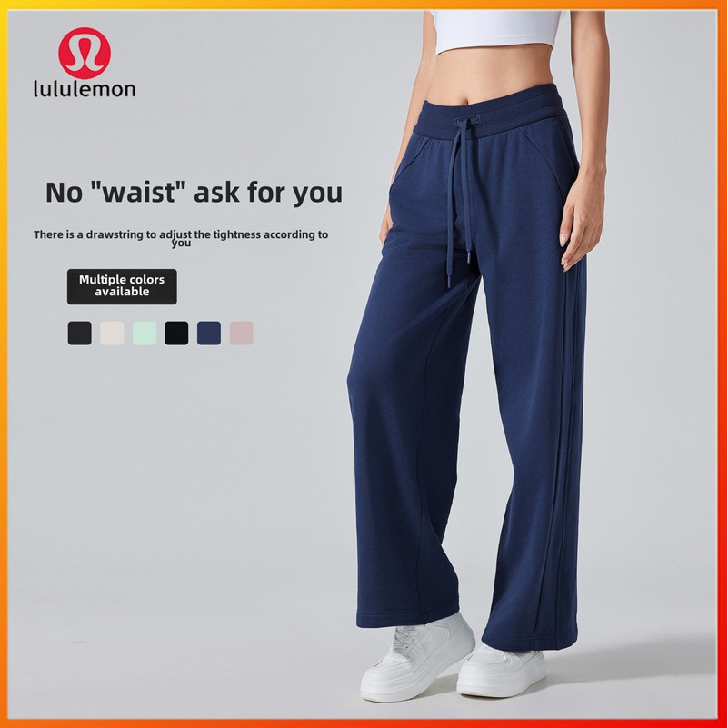 Lululemon 寬鬆秋冬女式闊腿褲和高腰休閒慢跑褲,專為流線型、運動瑜伽外觀設計