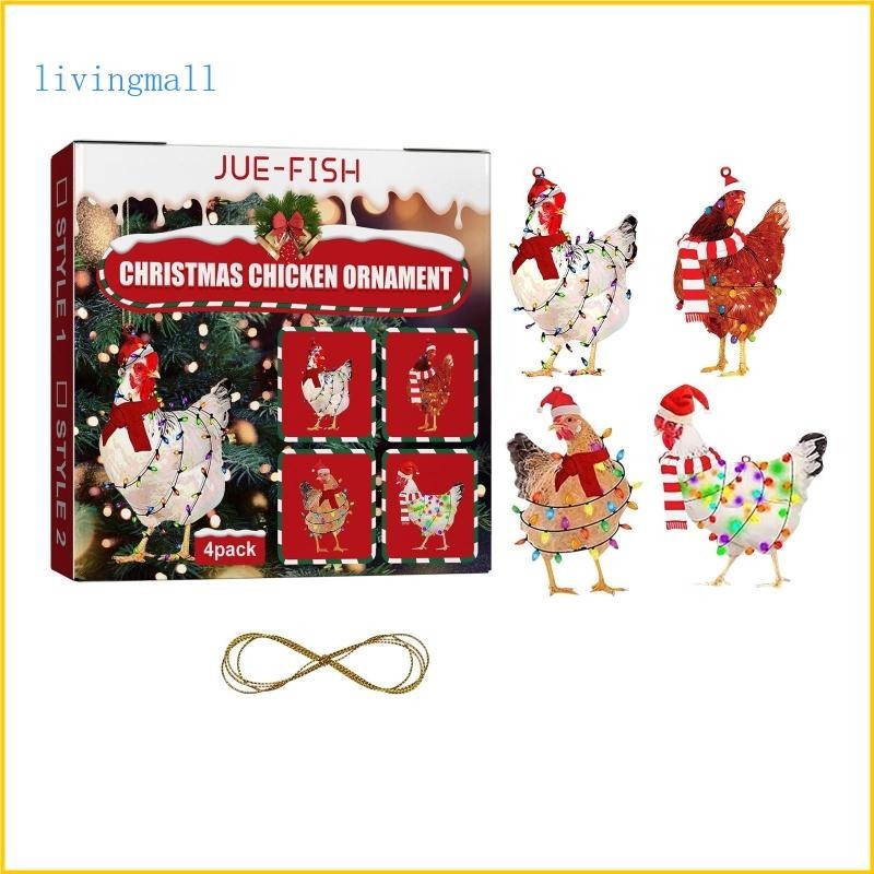 Livi 4 件套彩色雞飾聖誕圍巾節日裝飾套裝適用於家庭學校辦公室