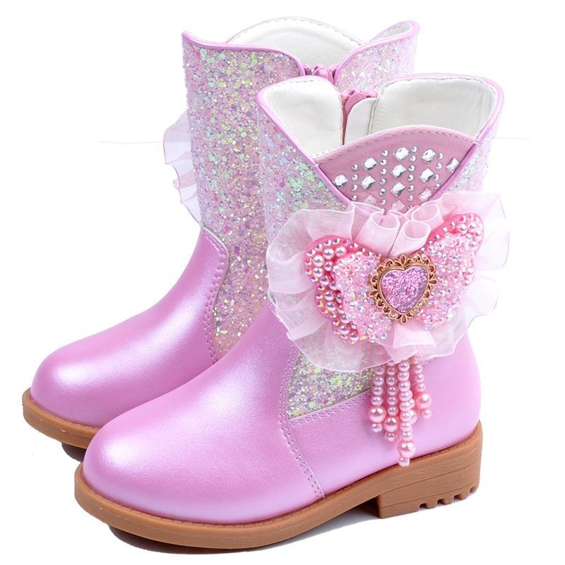 女童靴子2022秋冬新款韓版加絨公主冬鞋兒童高跟鞋保暖小女孩短靴 DK6E