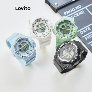Lovito 女士運動型素色 LED 觸控防水石英手錶 LFA78180