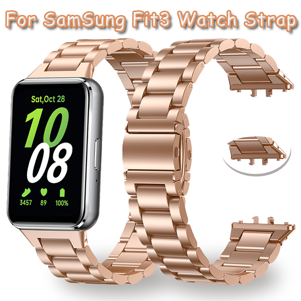 SAMSUNG 適用於三星 Galaxy Fit 3 錶帶配件的三星 Galaxy Fit 3 不銹鋼手鍊替換腕帶金屬錶