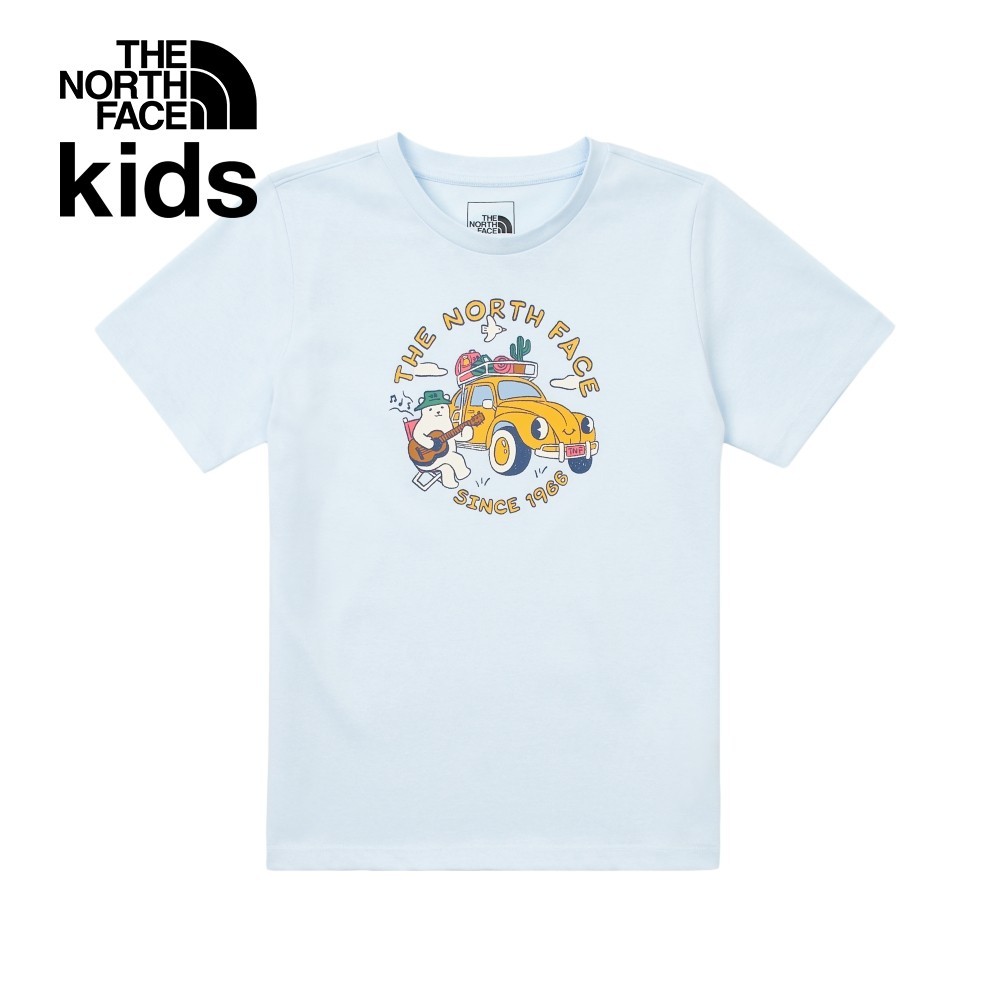 The North Face北面兒童藍色小熊露營車印花短袖T恤｜88H7O0R
