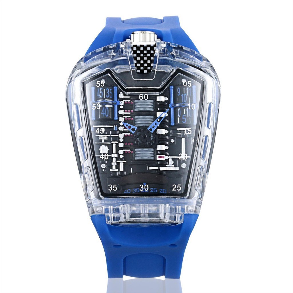 [現貨]理查德跑車布加迪16創意概念六缸手錶毒發動機艙風格機械賽腕錶