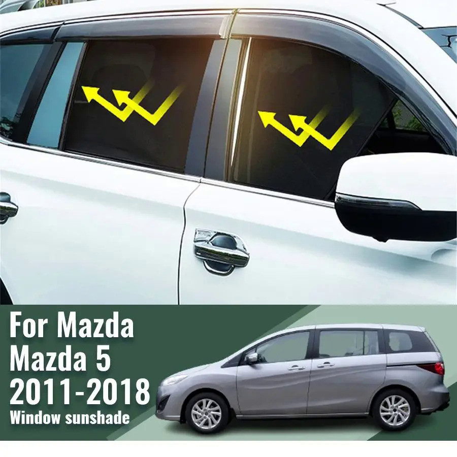 MAZDA 汽車遮陽板適用於馬自達 5 CW 2011-2018 馬自達 5 汽車遮陽板磁性前擋風玻璃框架窗簾後側窗遮陽