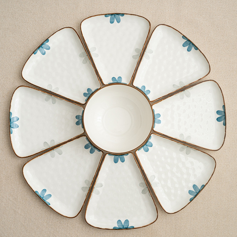 可開發票 高品質 川島屋過年夜飯家庭拼盤餐具組合套裝 家用新年團圓飯扇形盤子