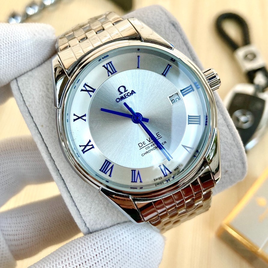Omega-omega 時尚高級自動機械錶帶鏤空背面設計日曆加蝴蝶扣,minera